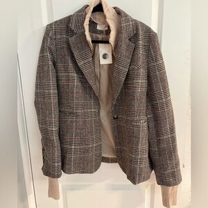 Fate Houndstooth jacket with removable attached Cream sweater Size L NWT